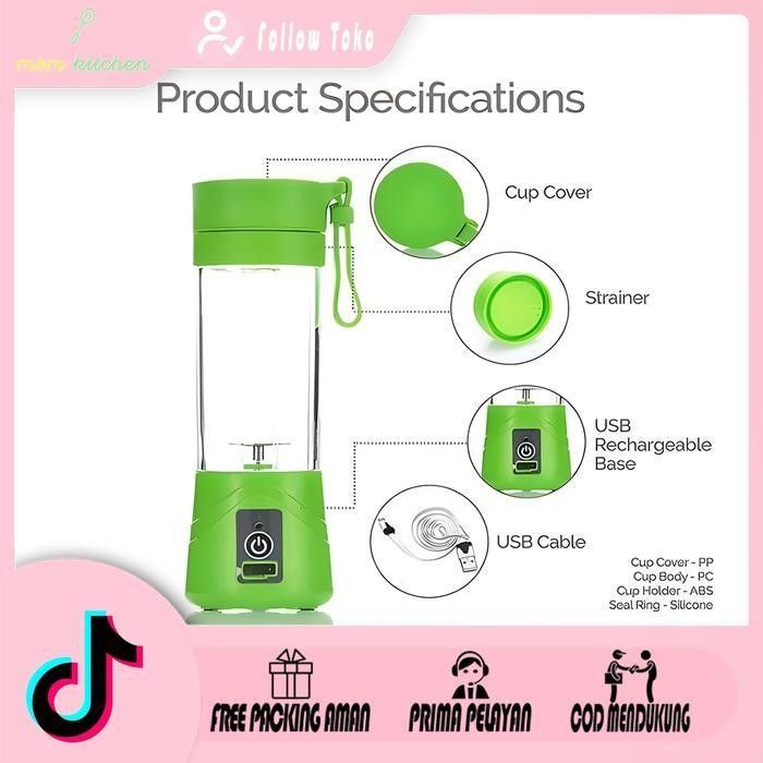 Juicer Blender 6 Blades 380ml - Portable Juicer